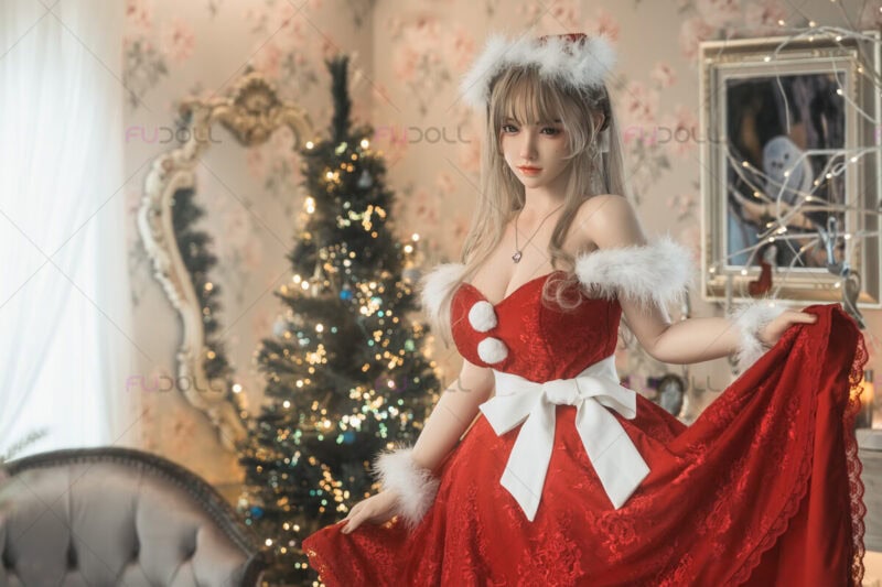 fudoll 165cm xiaobei christmas blonde hair silicone sex doll-2