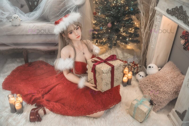 fudoll 165cm xiaobei christmas blonde hair silicone sex doll-5