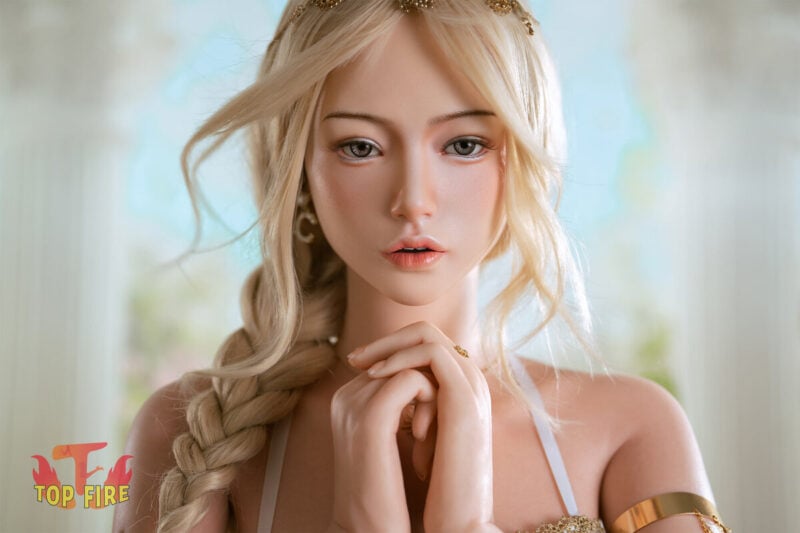 top fire 164cm t57 b cup victoria blonde hair realistic silicone sex doll-3
