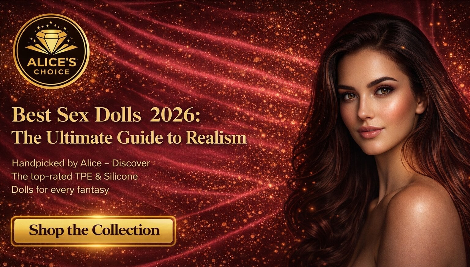 Luxurious PC banner for Best Sex Dolls 2026 Ultimate Guide, featuring Alice's Choice premium curation badge and sophisticated aesthetic.
