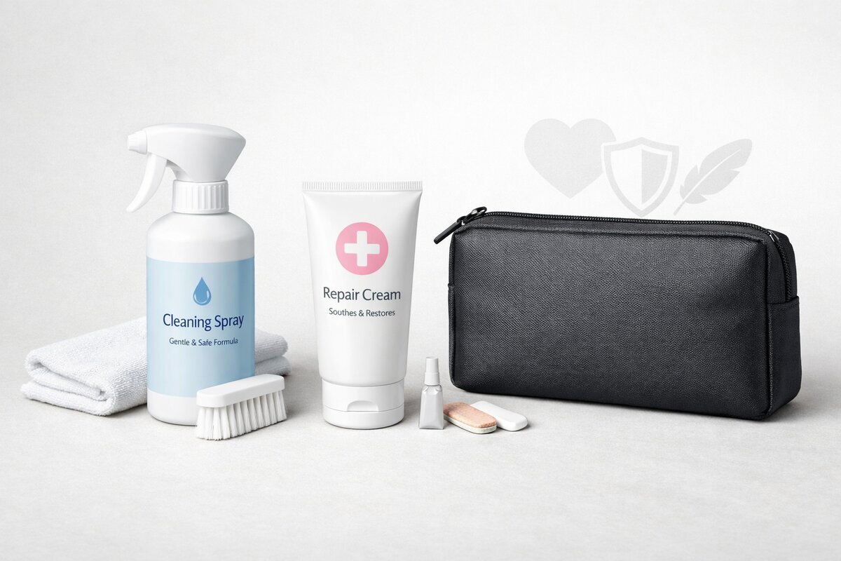 Care essentials bundle for cleaning, repair, and discreet storage-1