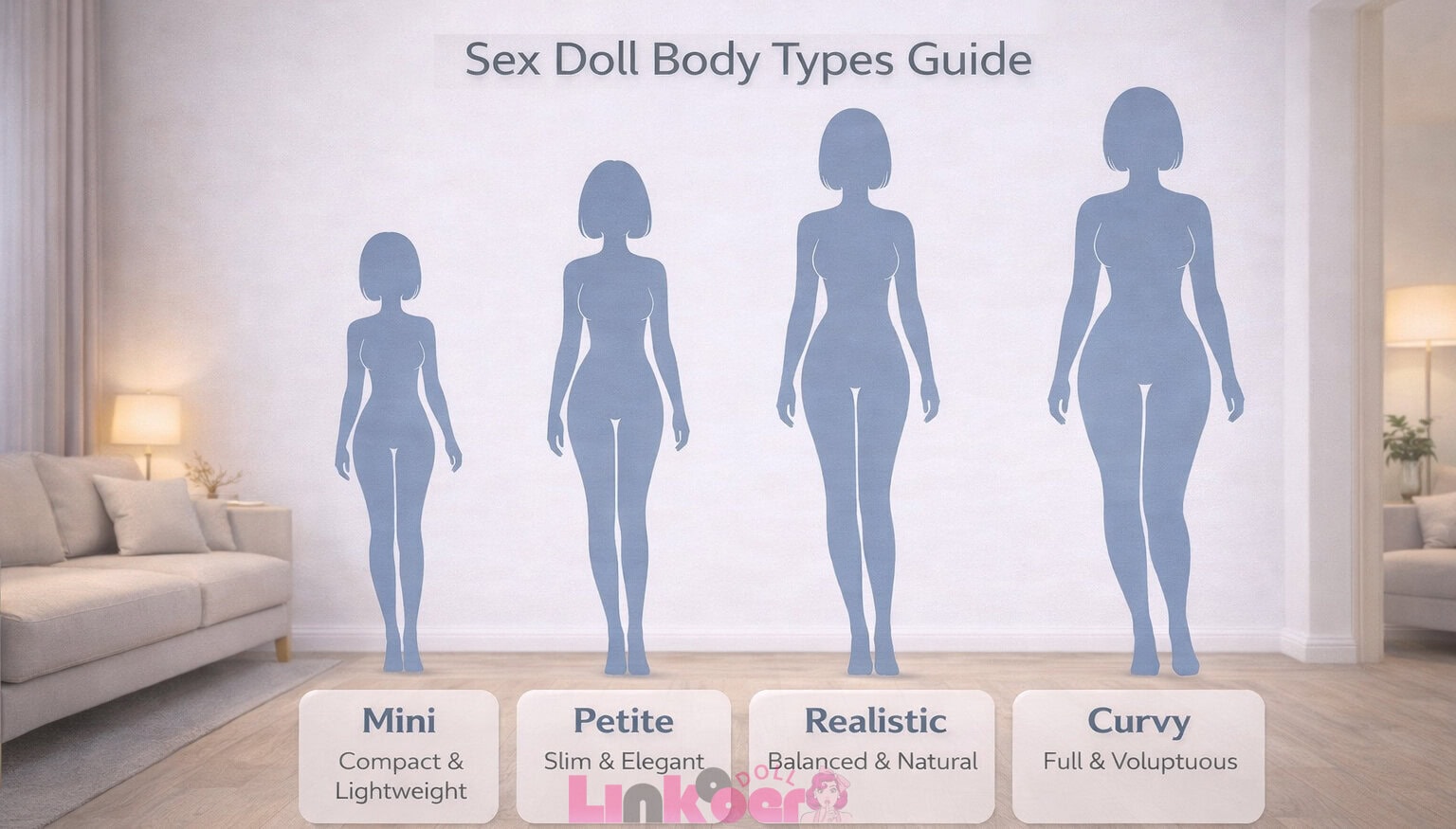 sex doll body types comparison showing mini petite curvy and realistic body shapes